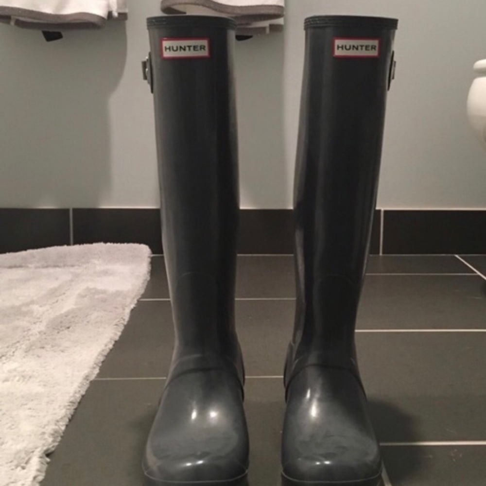Gray Tall Hunter Rain Boots (Regular Calf)